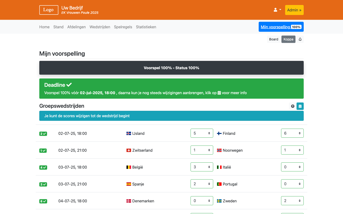 EK Vrouwen Poule 2025 - WK Poule 2026